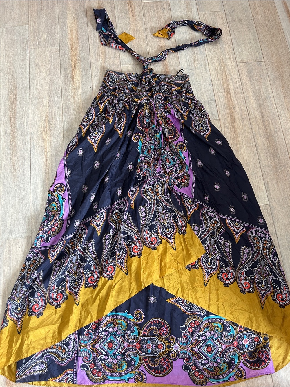 Express Purple Paisley Print Maxi halter open back dress size 10